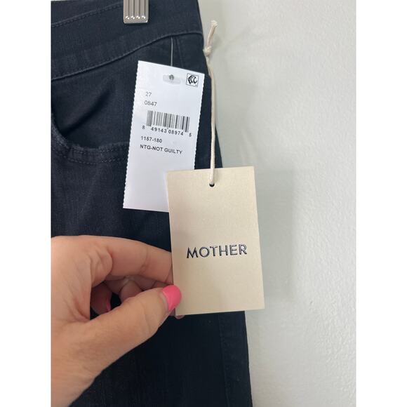 NWT Mother The Insider Crop Step Fray Hem Black Denim Jeans in Not Guilty Sz: 27 - Picture 4 of 9